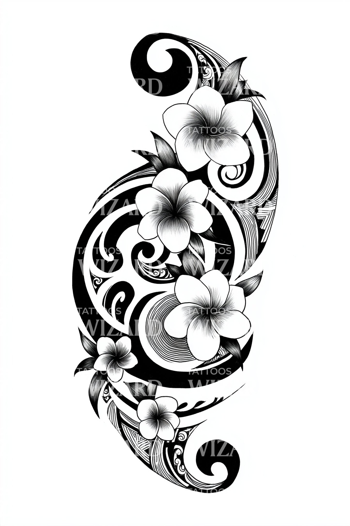 Bold Plumeria Swirl Tattoo Design
