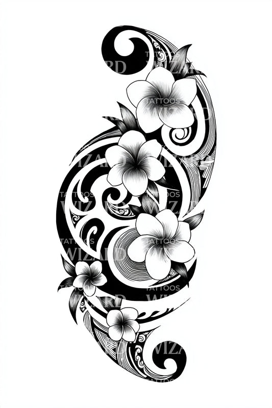 Bold Plumeria Swirl Tattoo Design