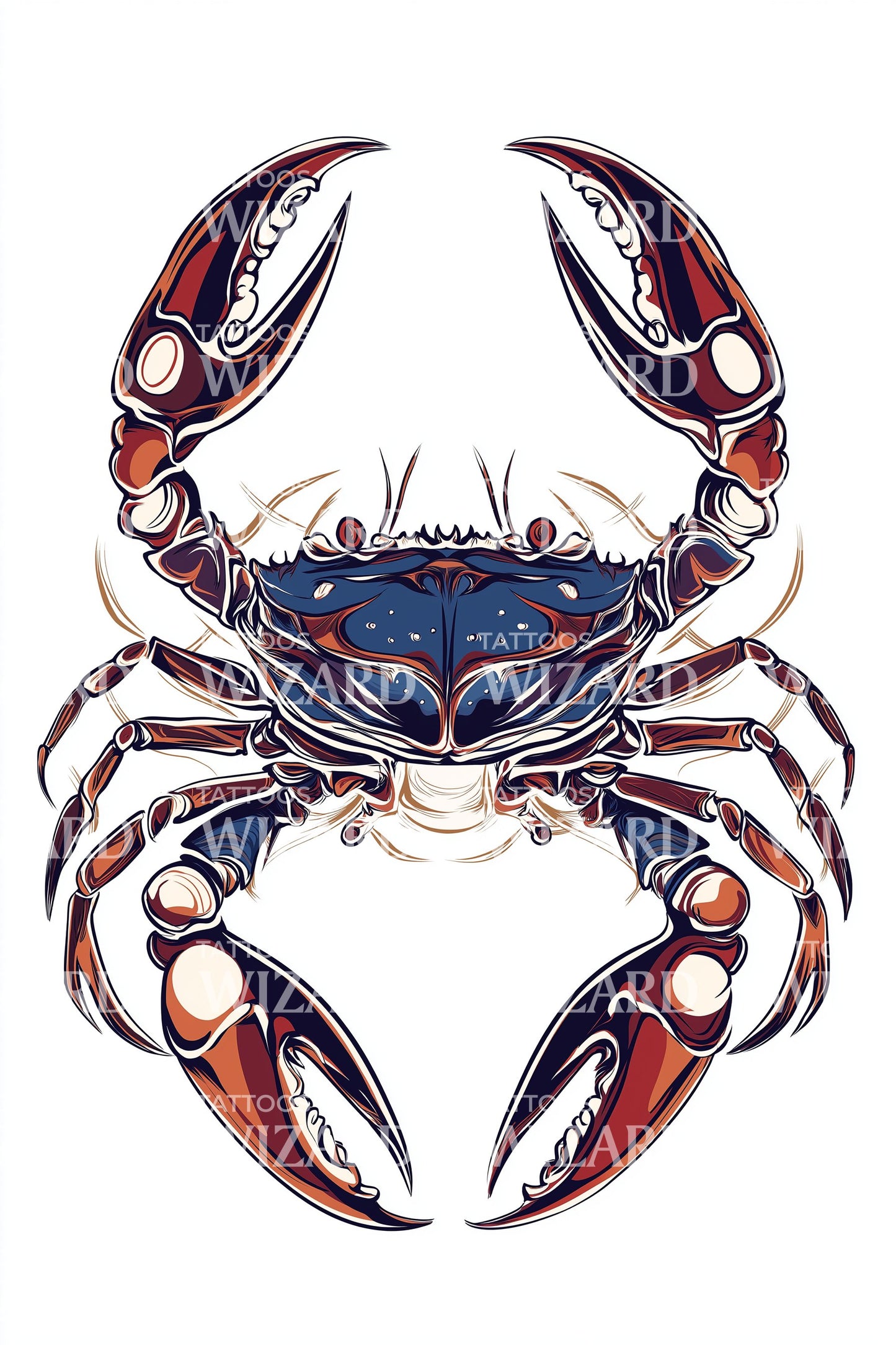 Bold Scarlet Crab Tattoo Illustration