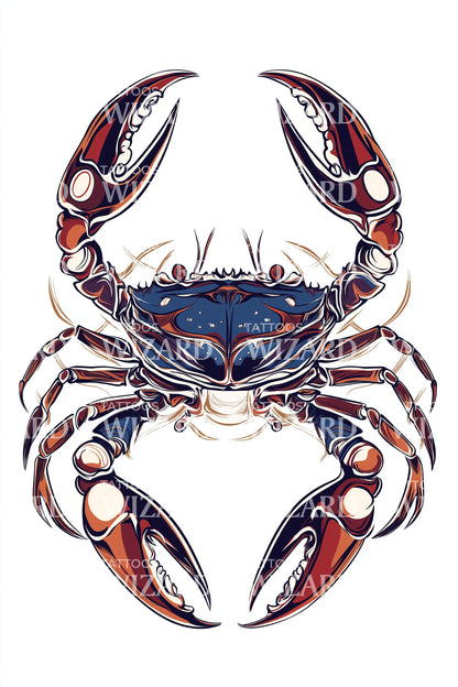 Bold Scarlet Crab Tattoo Illustration
