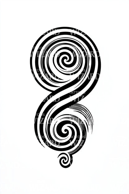 Bold Spiral Glyph Tattoo Design