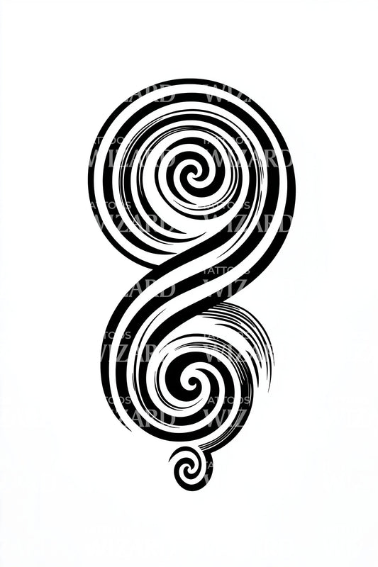 Bold Spiral Glyph Tattoo Design