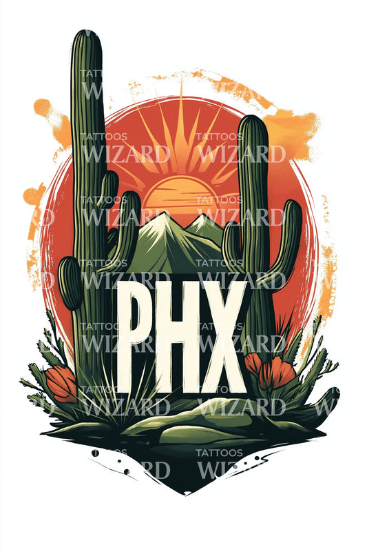Bold Sunset PHX Tattoo Design
