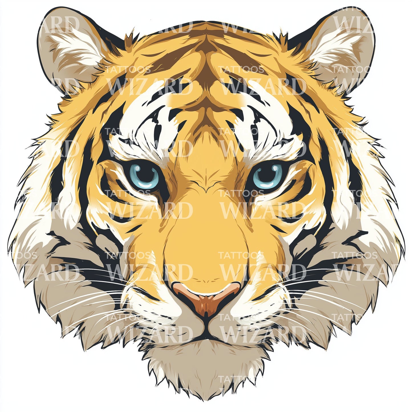 Bold Tiger Face Tattoo Illustration