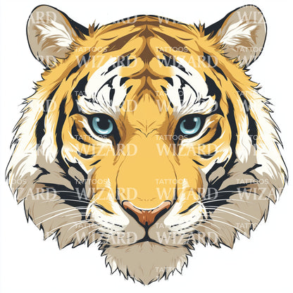 Bold Tiger Face Tattoo Illustration