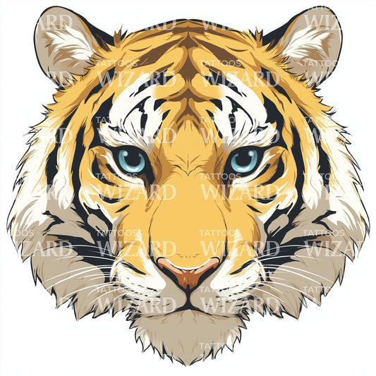 Bold Tiger Face Tattoo Illustration