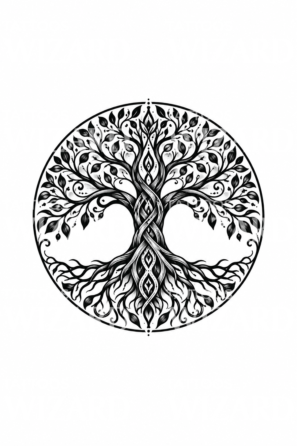 Bold Tree of Life in Circle Tattoo Design