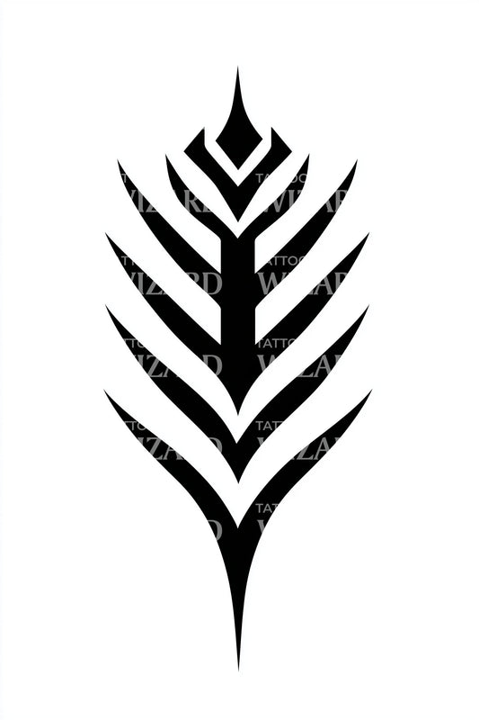 Bold Tribal Leaf Tattoo Design