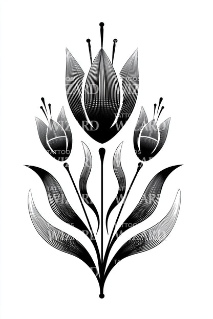 Bold Tulip Bouquet Tattoo Design
