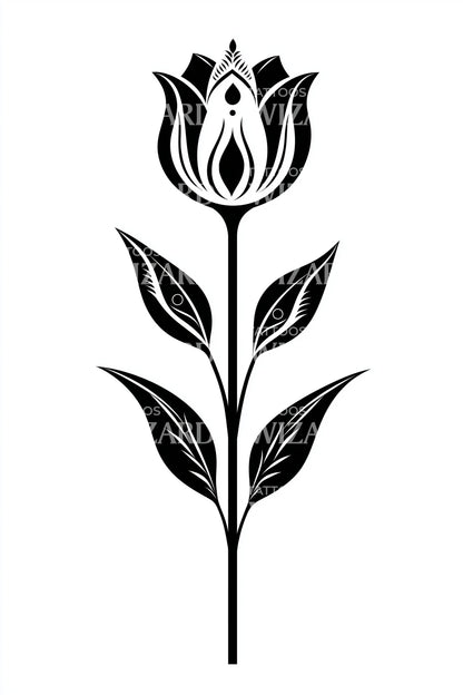 Bold Tulip Silhouette Tattoo Design