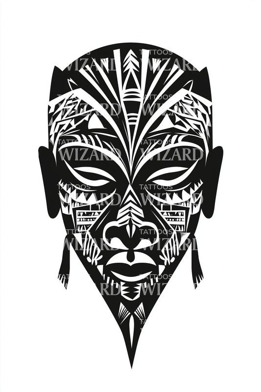 Bold Warrior Mask Tattoo Design