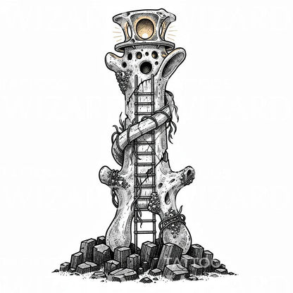 Bone Lighthouse Ladder Tattoo Design