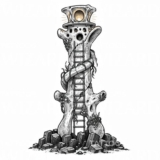 Bone Lighthouse Ladder Tattoo Design