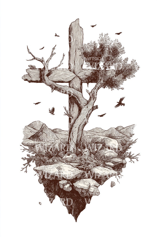 Bonsai Faith Tree Tattoo Design