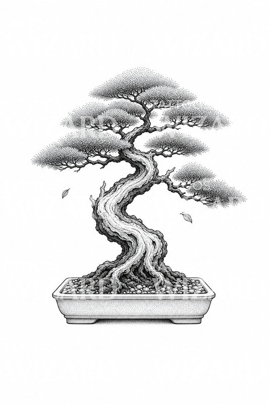 Bonsai-Baum Tattoo-Design