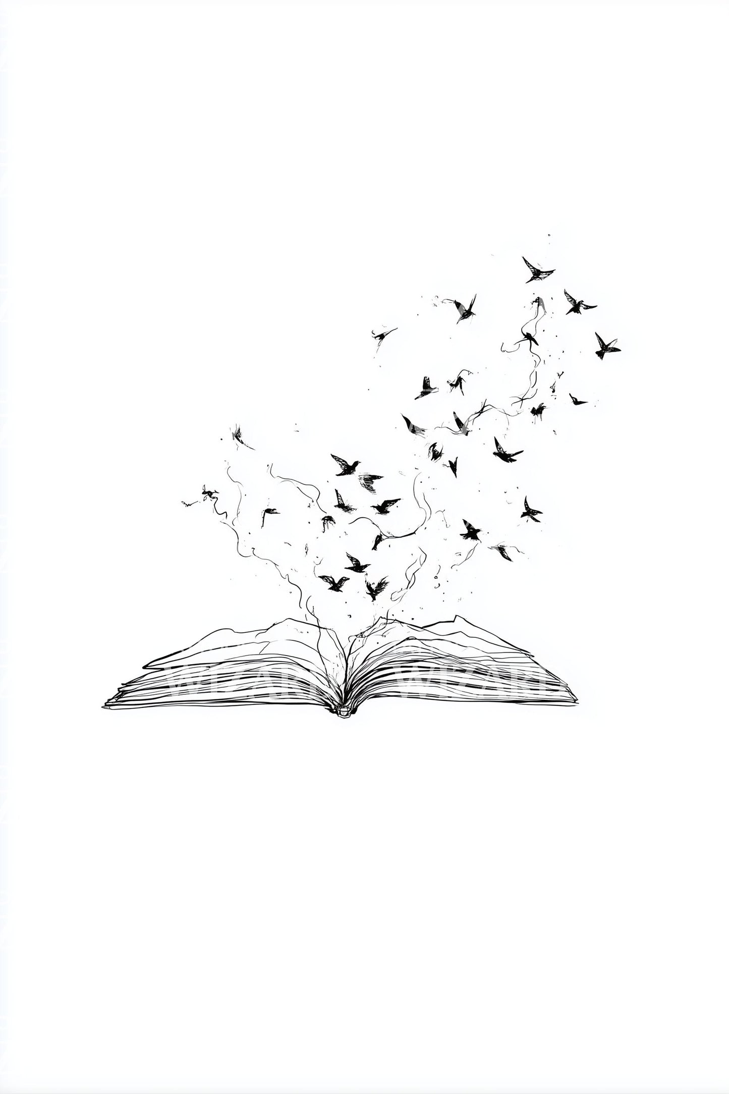 Book and Birds Freedom Tattoo Design
