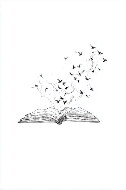 Book and Birds Freedom Tattoo Design