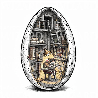 Bookish Mouse Tattoo Illustration
