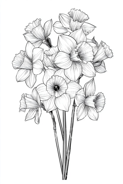 Botanisches Narzissenstrauß Tattoo-Design