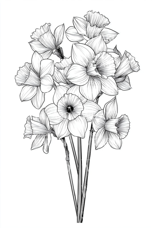 Botanical Daffodil Bouquet Tattoo Design