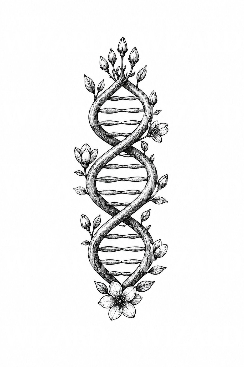 Βοτανικό σχέδιο τατουάζ έλικας DNA