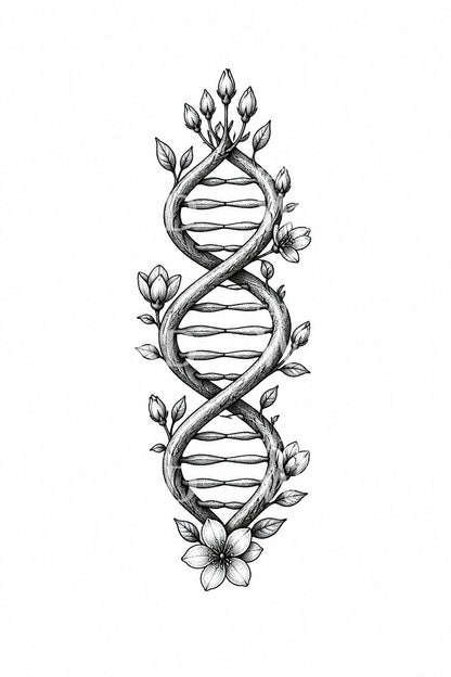 Βοτανικό σχέδιο τατουάζ έλικας DNA