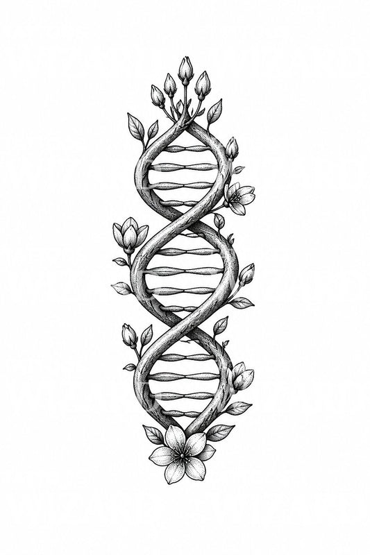 Βοτανικό σχέδιο τατουάζ έλικας DNA