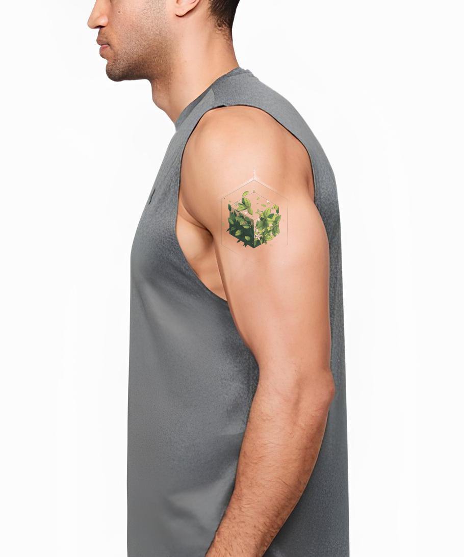 Hexagonal Greenery Tattoo Design