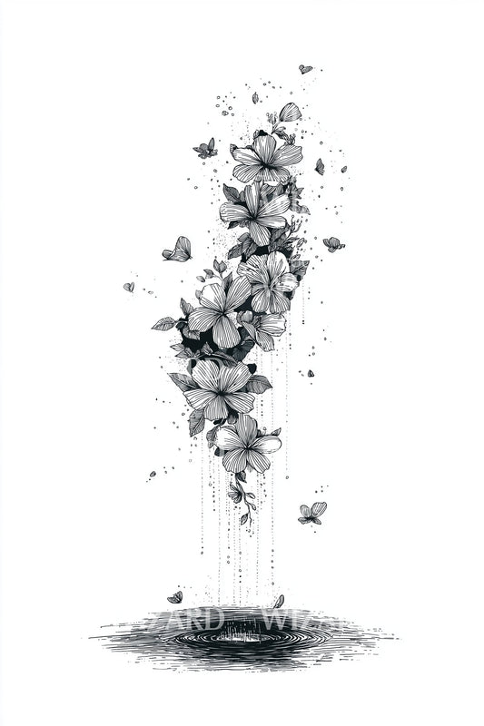 Botanical Ink Mist Tattoo Illustration