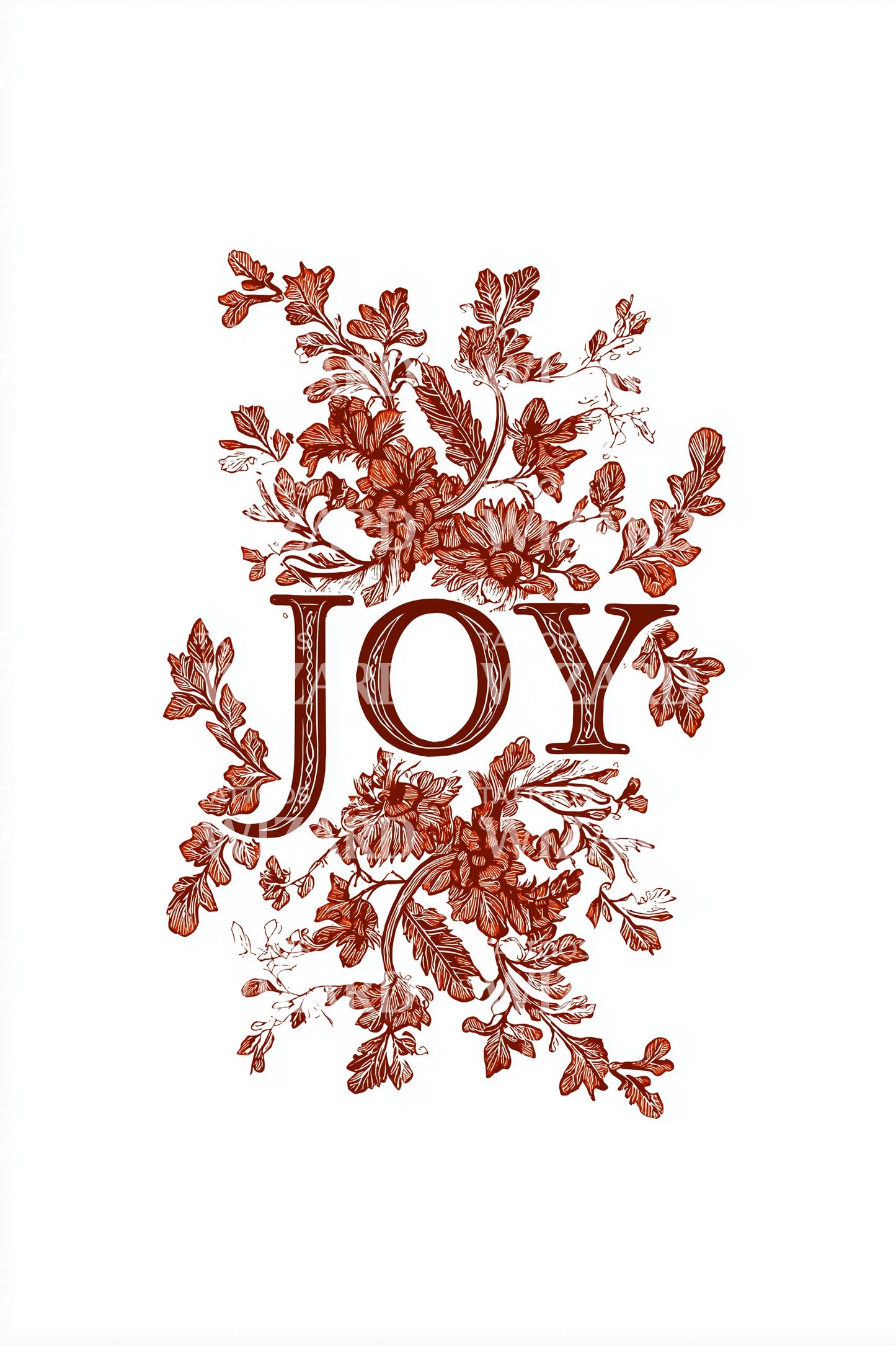Botanical Joy Text Tattoo Design