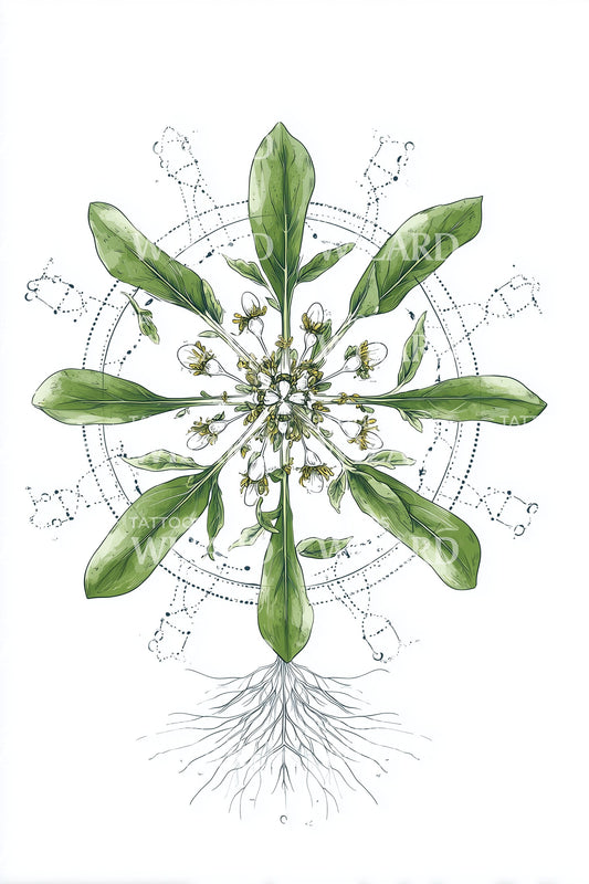 Botanical Mandala Herb Tattoo Design