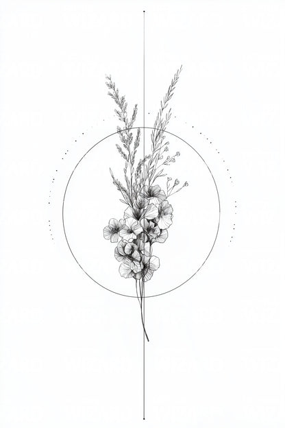 Botanical Oval Tattoo Idea