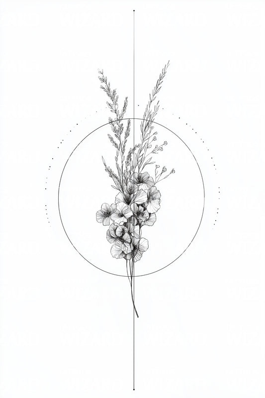 Botanical Oval Tattoo Idea