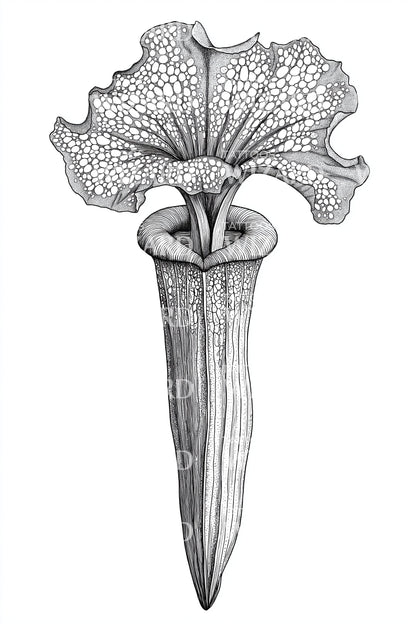 Botanical Pitcher Plant Tattoo Design