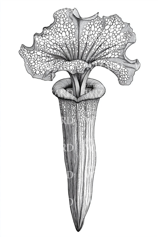 Botanical Pitcher Plant Tattoo Design