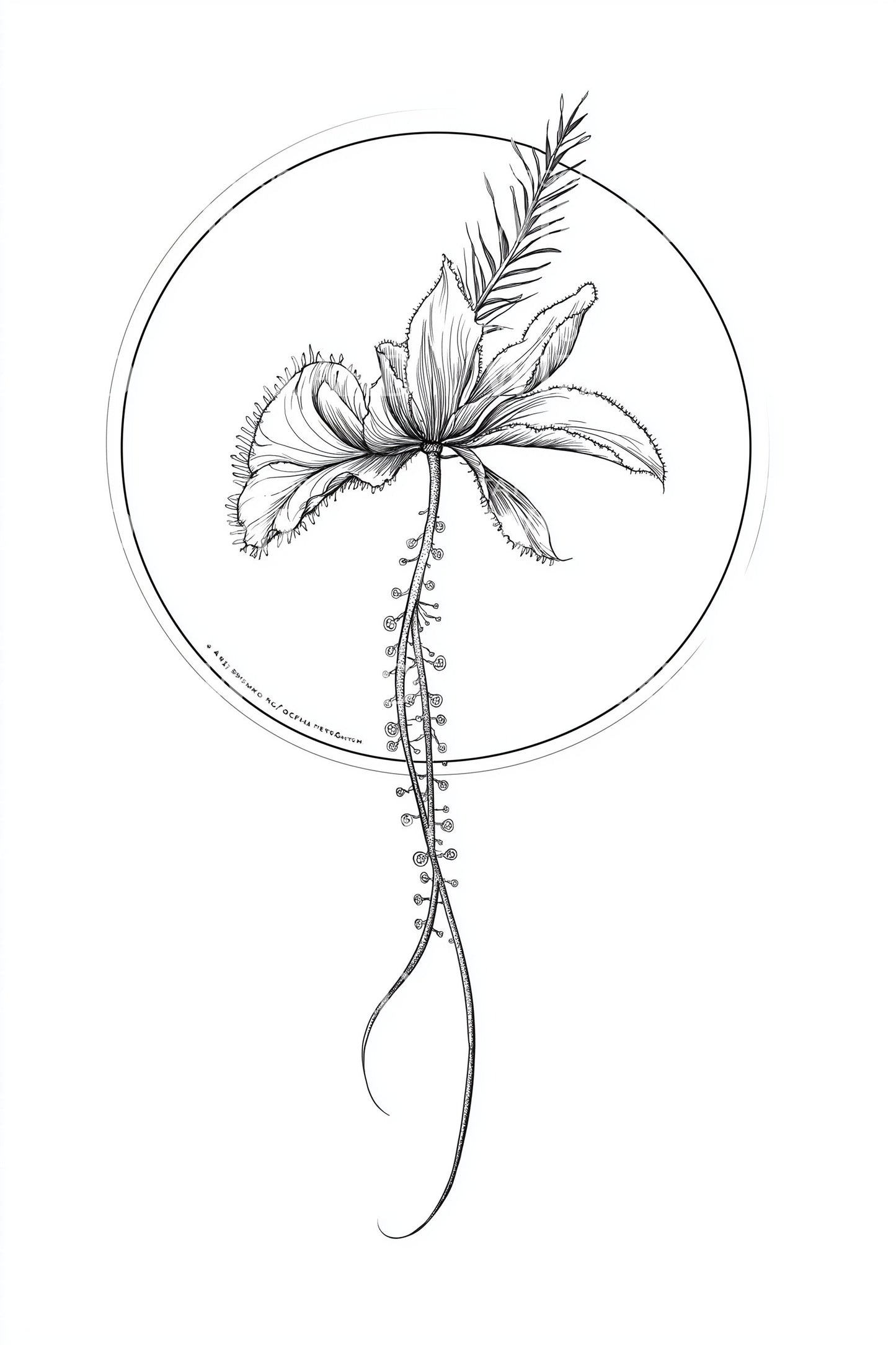 Botanical Root Circle Tattoo Design
