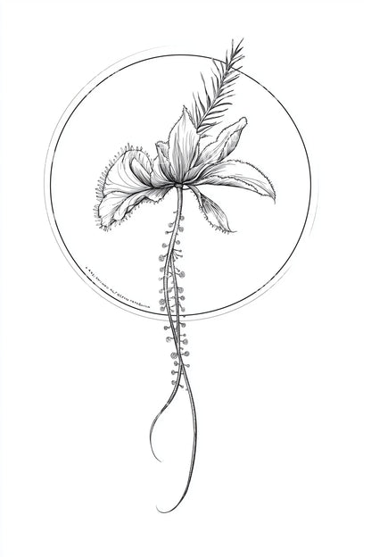 Botanical Root Circle Tattoo Design