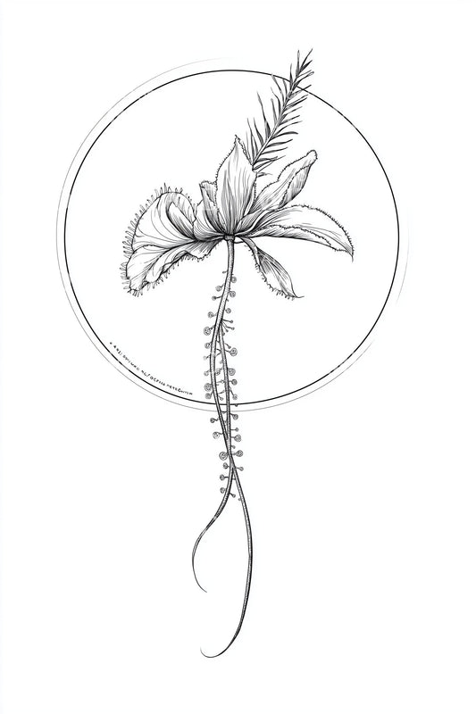 Botanical Root Circle Tattoo Design