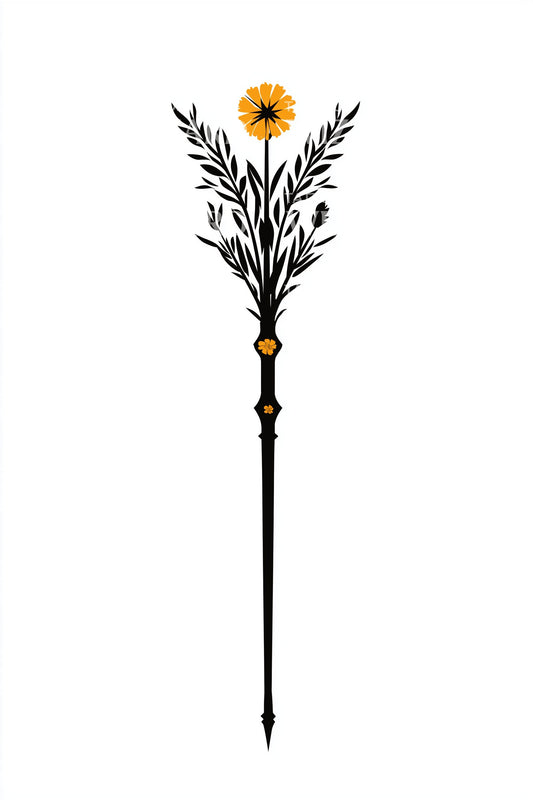 Diseño de tatuaje de flor de cetro botánico