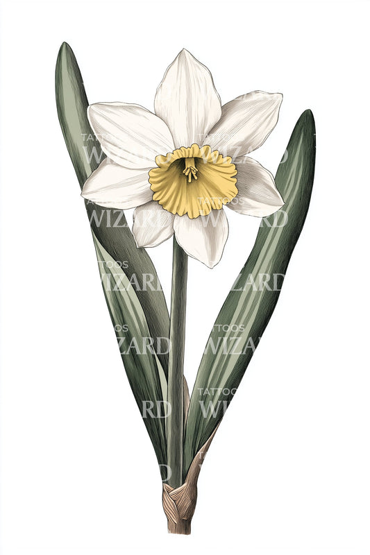 Botanical Single Daffodil Tattoo Design
