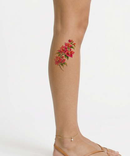 Magenta Bougainvillea Branch Watercolor Tattoo Design