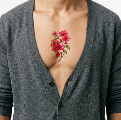 Bougainvillea Spray Watercolor Tattoo Design