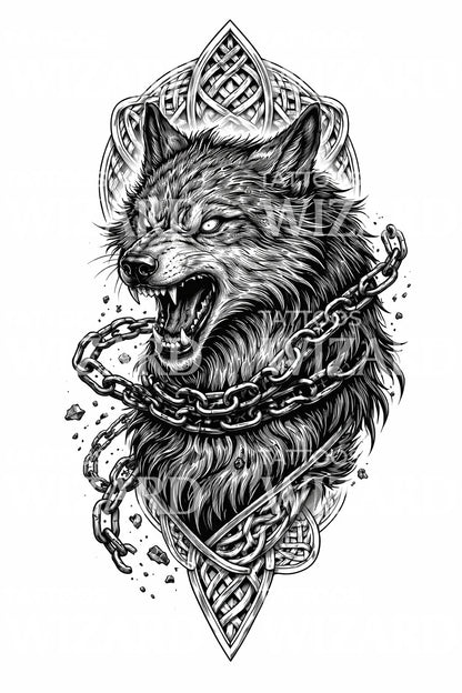 Bound Wolf Celtic Tattoo Design