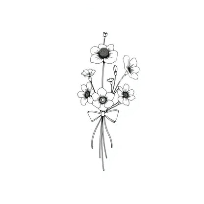 Bow Tied Wildflower Tattoo Design