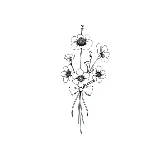 Bow Tied Wildflower Tattoo Design
