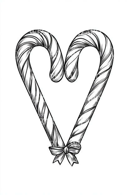 Bowed Candy Cane Heart Tattoo Design