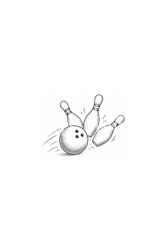 Tatouage bowling boule et quilles en fine line