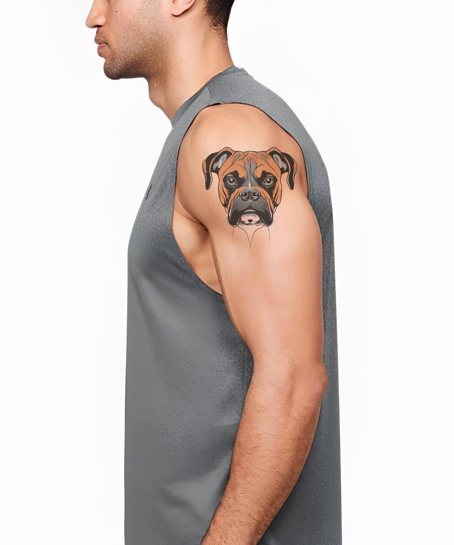 Design de Tatuagem de Cabeça de Boxer