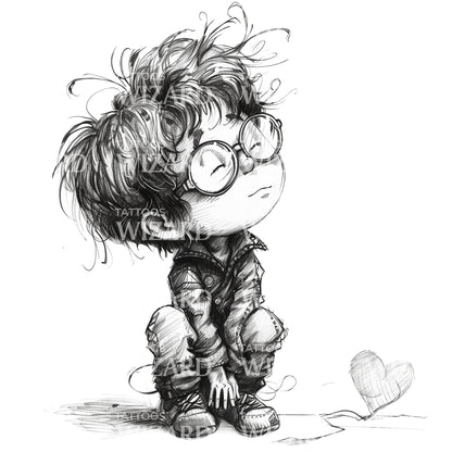 Boy Confident in Love Cute Tattoo Idea