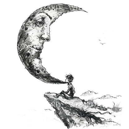 Boy Talking to Half Moon Tattoo Idea